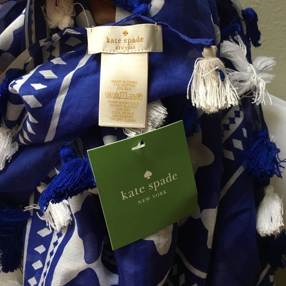 Kate Spade Cobalt Blue and White Lantern Scarf - Picture 3 of 8
